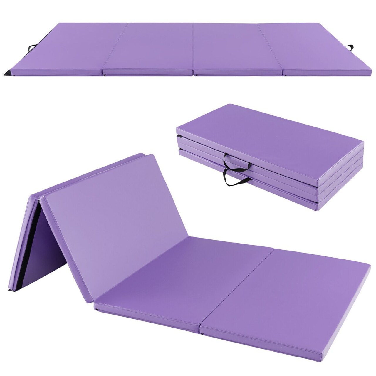 8 X 4 X 2 Folding Gymnastics Mat Tumbling Exercise Pu Leather Cover For Yoga